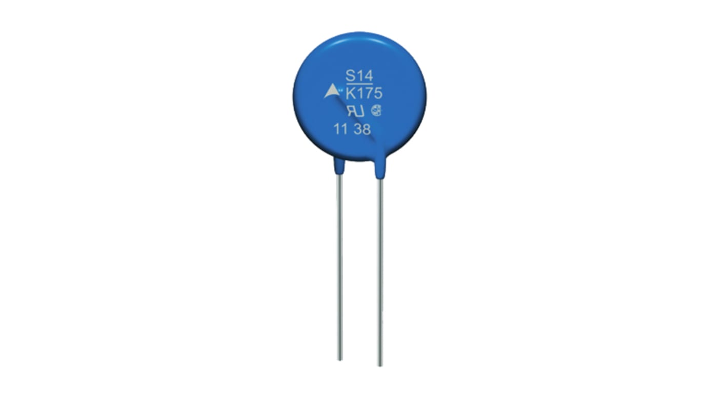 EPCOS Advanced Metalloxid-Varistor, 400pF, 470V, 300V, 125J, Metall / 50A, 6000A max., 15.5 x 5.6 x 18.5mm, Ø 14mm,