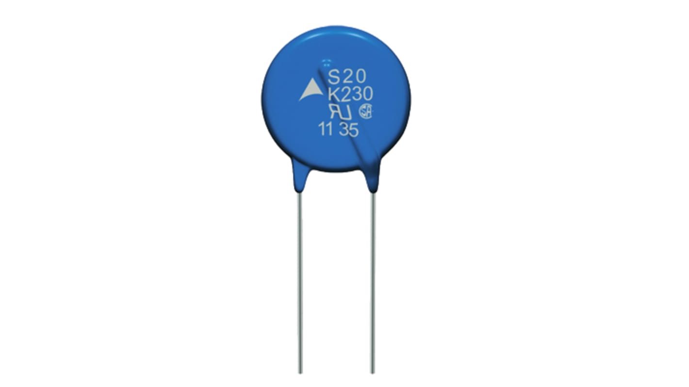 EPCOS Metalloxid-Varistor, 340pF, 1100V, 680V, 250J, Metall / 100A, 6500A max., 21.5 x 8.4 x 26mm, 8.4mm, L. 21.5mm