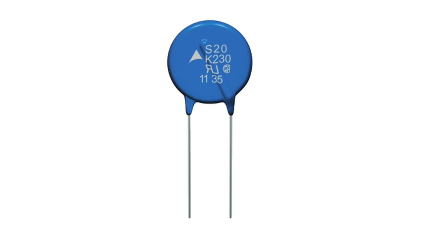 EPCOS Metalloxid-Varistor, 340pF, 1100V, 680V, 250J, Metall / 100A, 6500A max., 21.5 x 8.4 x 26mm, 8.4mm, L. 21.5mm