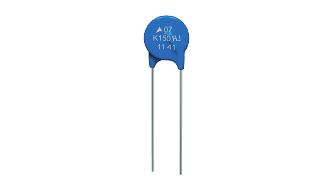 EPCOS Metalloxid-Varistor, 85pF, 620V, 385V, 28J, Metall / 10A, 1200A max., 9 x 5.2 x 11.5mm, 5.2mm, L. 9mm