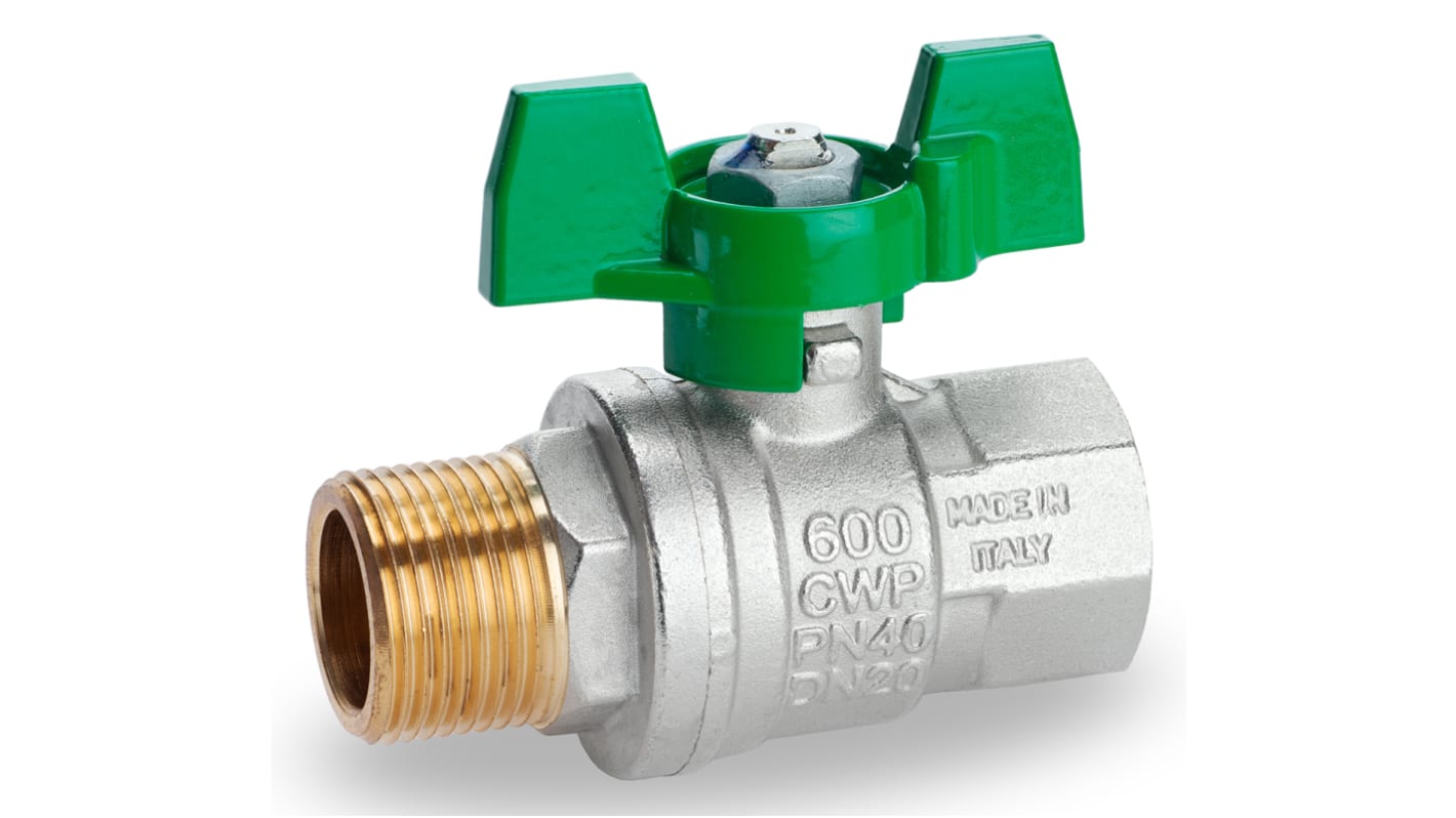 RS PRO Brass Full Bore, 2 Way, Ball Valve, BSPP 3/4in