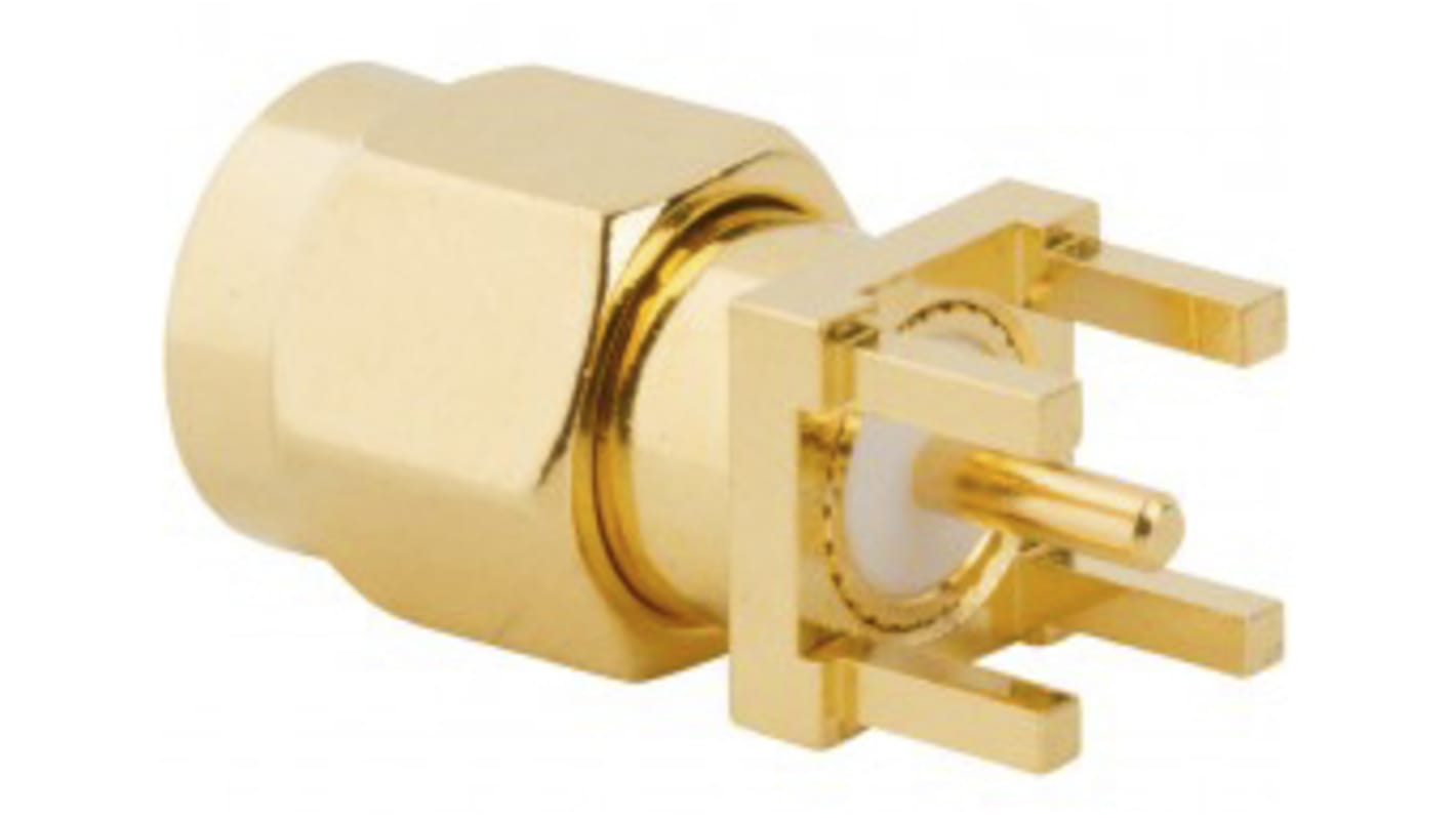 Conector coaxial Amphenol RF 901-9895-RFX, Macho, Recto, Impedancia 50Ω, Montaje en PCB, Terminación de Soldador, 18GHz