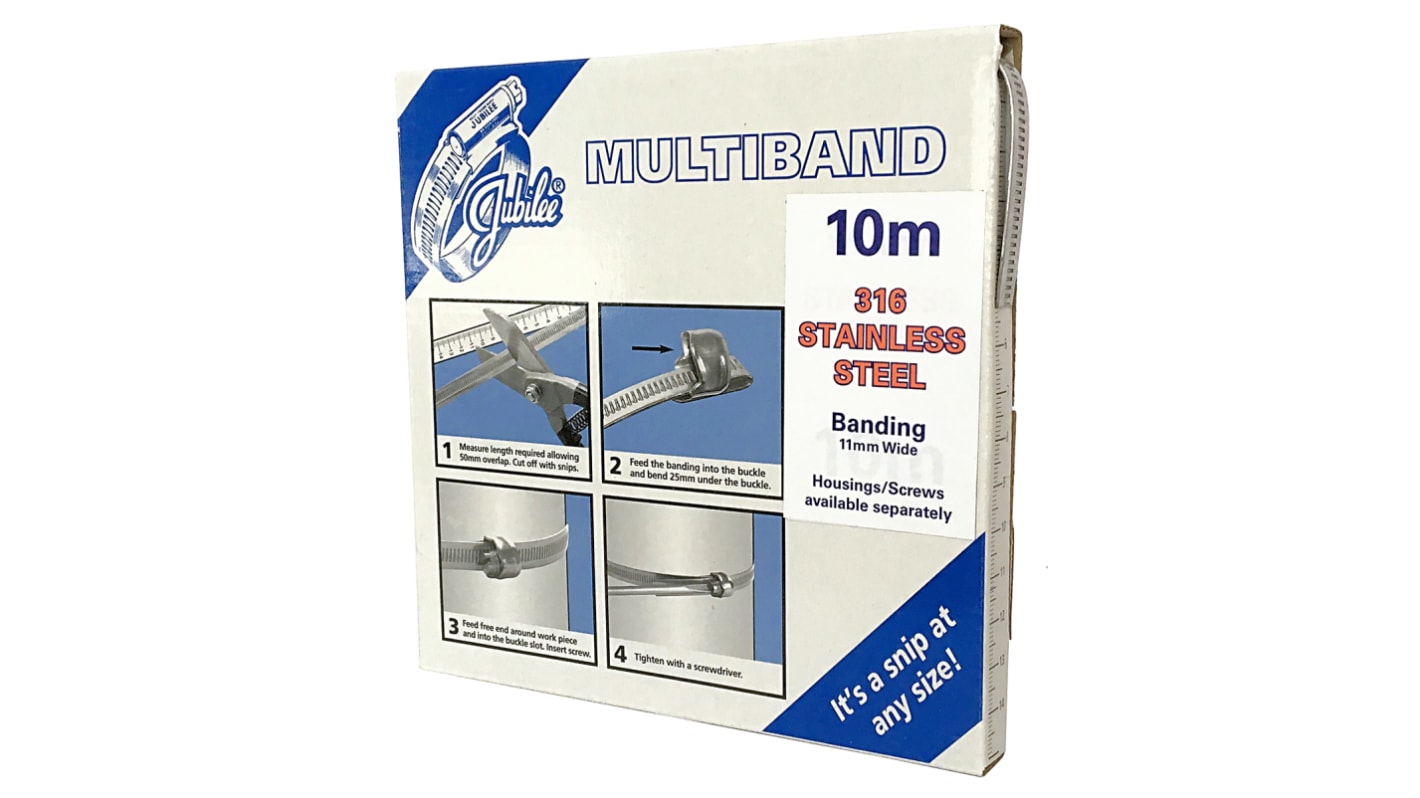 Jubilee Stainless Steel Hex Screw Banding, 11mm Band Width