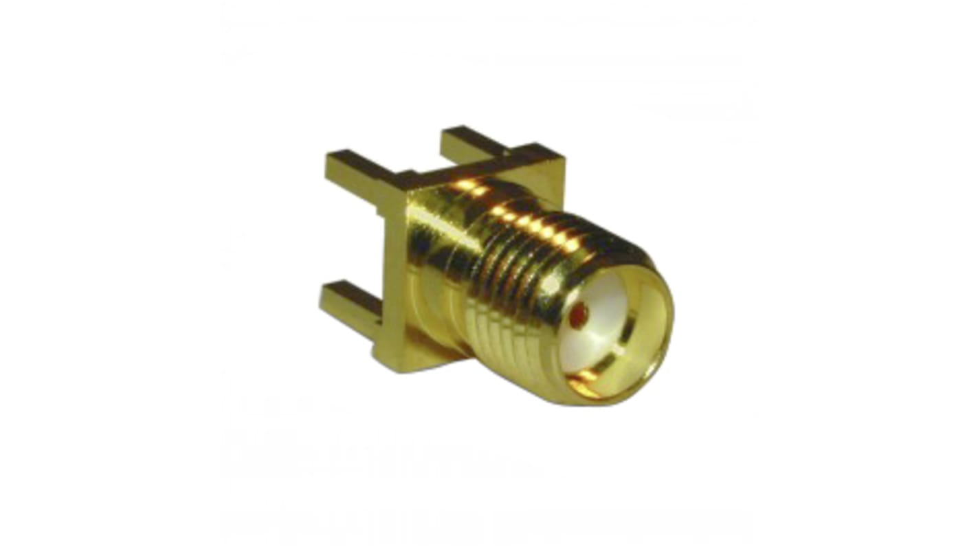 Conector coaxial Amphenol RF 132134, Hembra, Recto, Impedancia 50Ω, Montaje en PCB, Terminación de Soldador, 18GHz