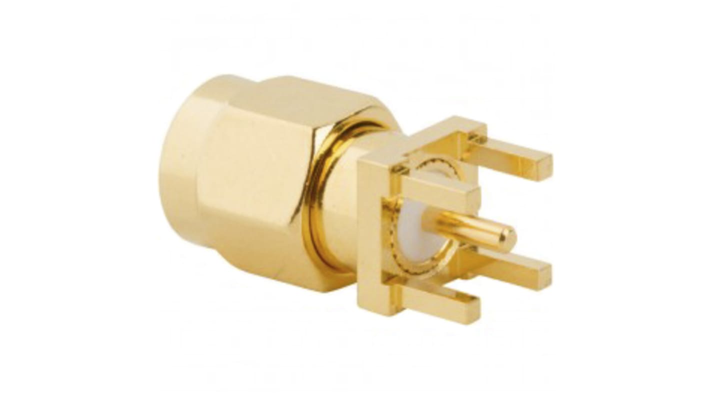 Conector coaxial Amphenol RF 901-9895-RFX, Macho, Recto, Impedancia 50Ω, Montaje en PCB, Terminación de Soldador, 18GHz