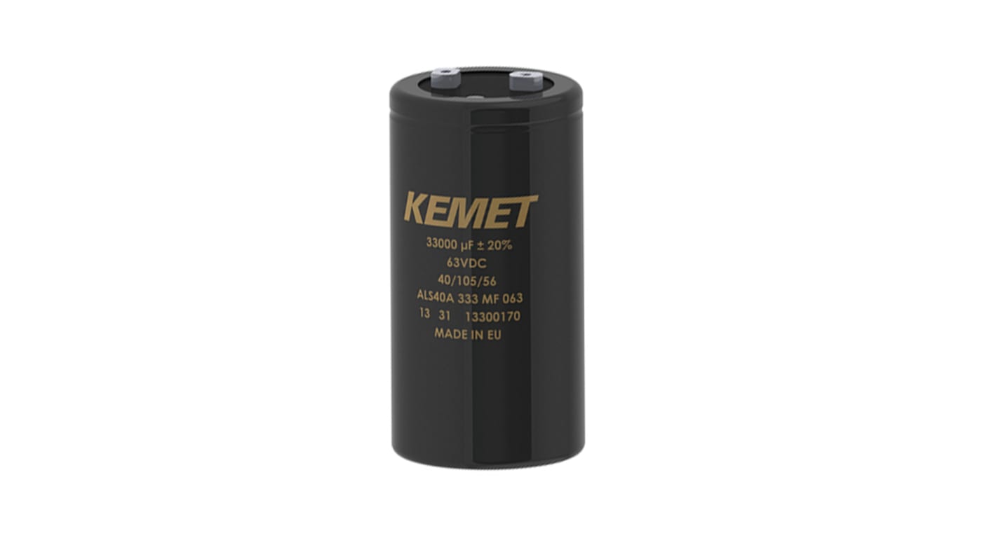 Condensador electrolítico KEMET serie ALS80, 8200μF, ±20%, 100V dc, mont. roscado, 36 (Dia.) x 105mm, paso 12.8mm