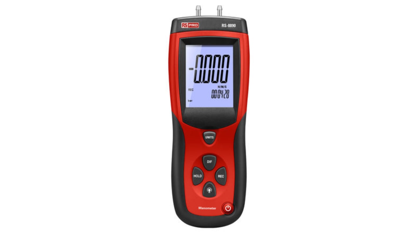 RS PRO Manometer ±0,3 %, -2psi → 0.137 bar, 0.14 kgcm², 2 psi, 4.072 inHg, 4.612 ftH2O, 13.79 kPa, 32 ozin², 55.4