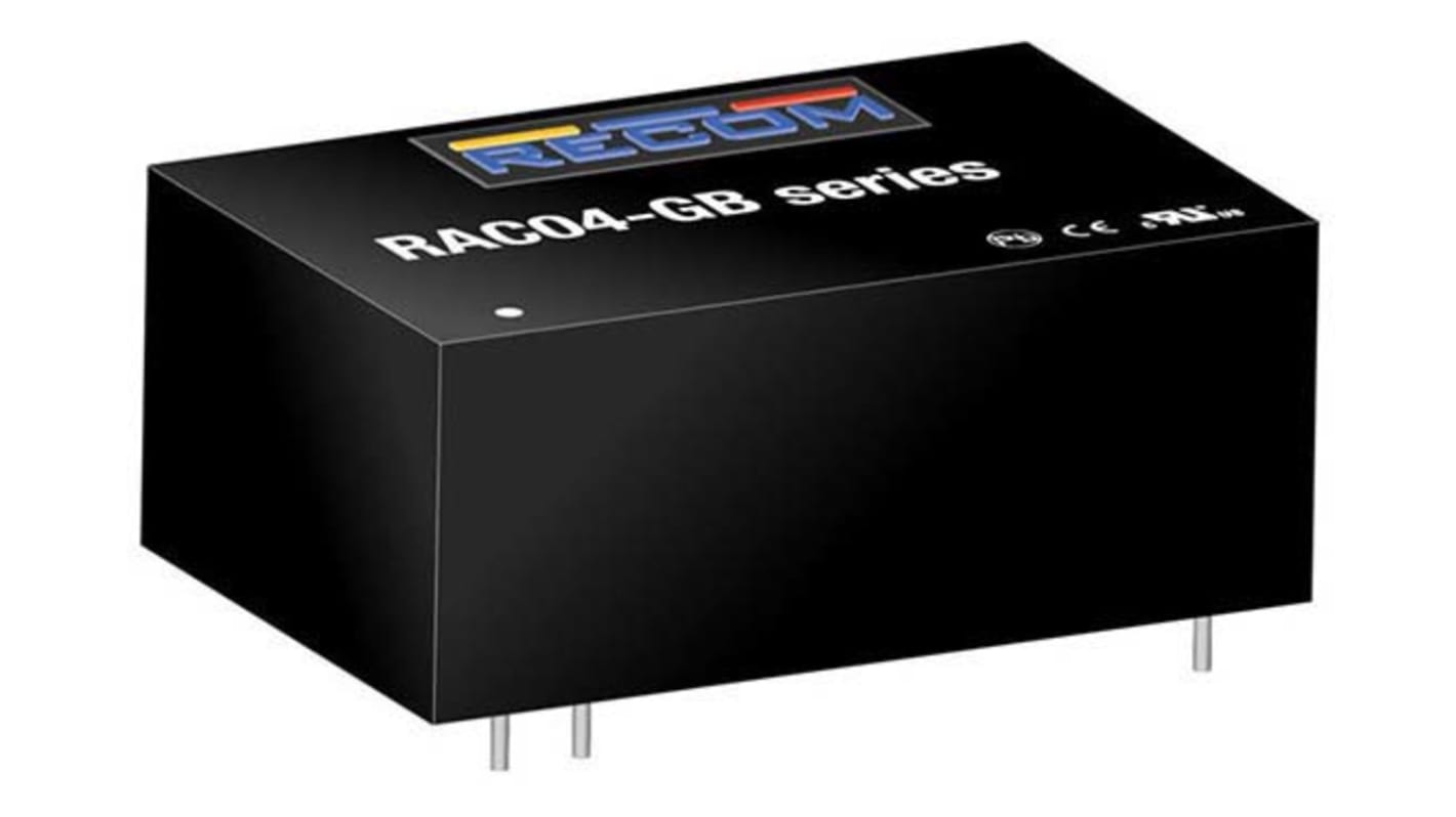 Recom Switching Power Supply, RAC04-24SGB, 24V dc, 170mA, 4W, 1 Output, 305 V ac, 430 V dc Input Voltage