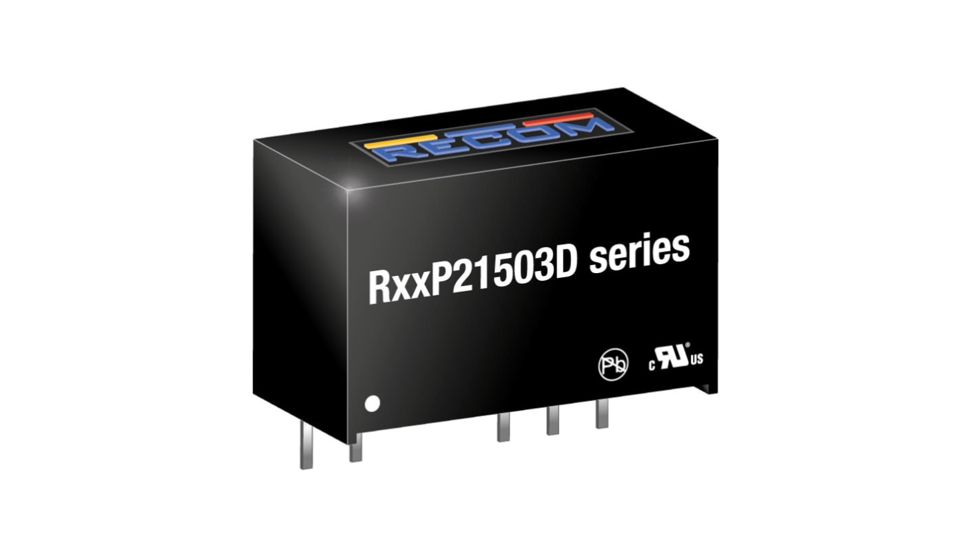 Convertisseur DC-DC Recom, RP, Montage traversant, 1W, 2 sorties, -3 V dc, 15V c.c., 66mA