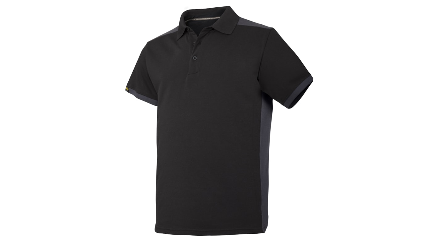 Polo manches courtes Snickers AllroundWork, Noir/Gris, taille XL, en Coton, polyester