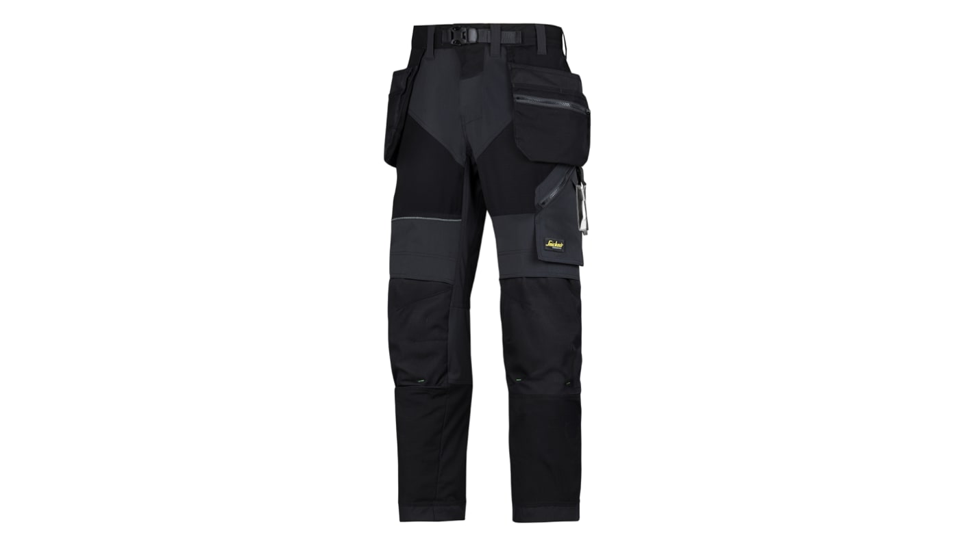 Pantalon de travail Snickers FlexiWork, 80cm Homme, Noir en Polyester