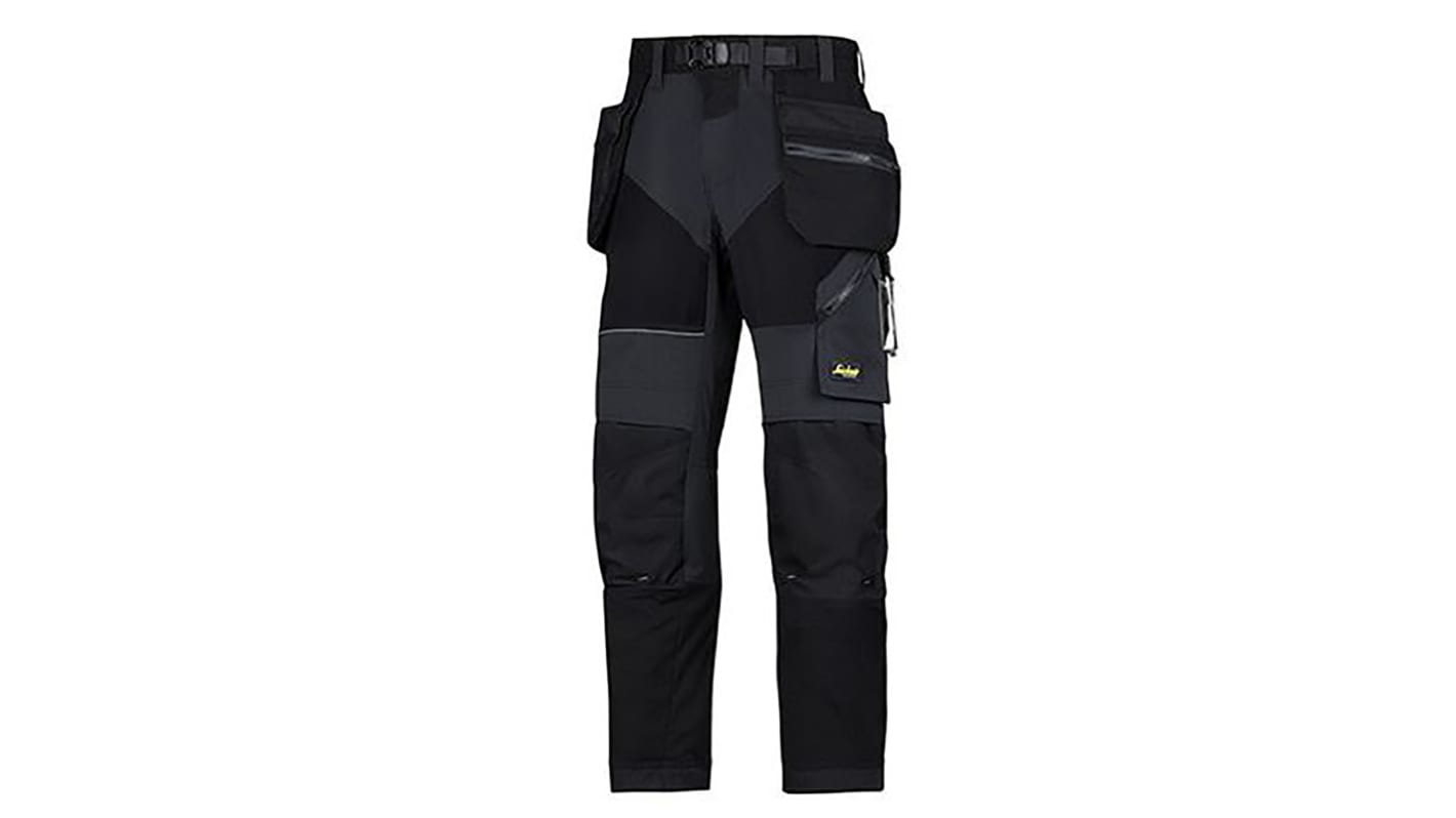 Pantalon de travail Snickers FlexiWork, 80cm Homme, Noir en Polyester