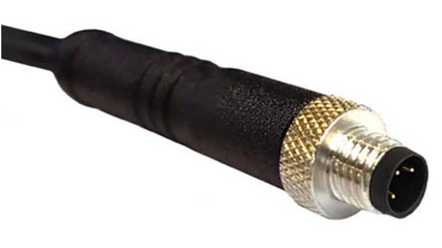 Cable de conexión Bulgin, con. A M5 Macho, 4 polos, con. B Sin terminación, cod.: A, long. 1m, 60 V, 1 A, IP67