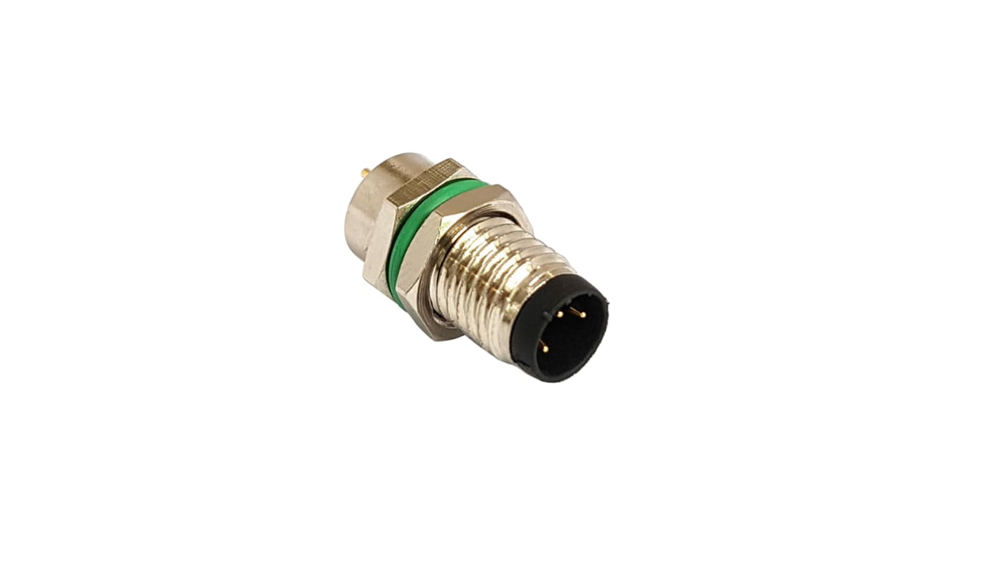 Bulgin Circular Connector, 4 Contacts, Rear Mount, M8 Connector, Plug, Male, IP67, Buccaneer M8 Series