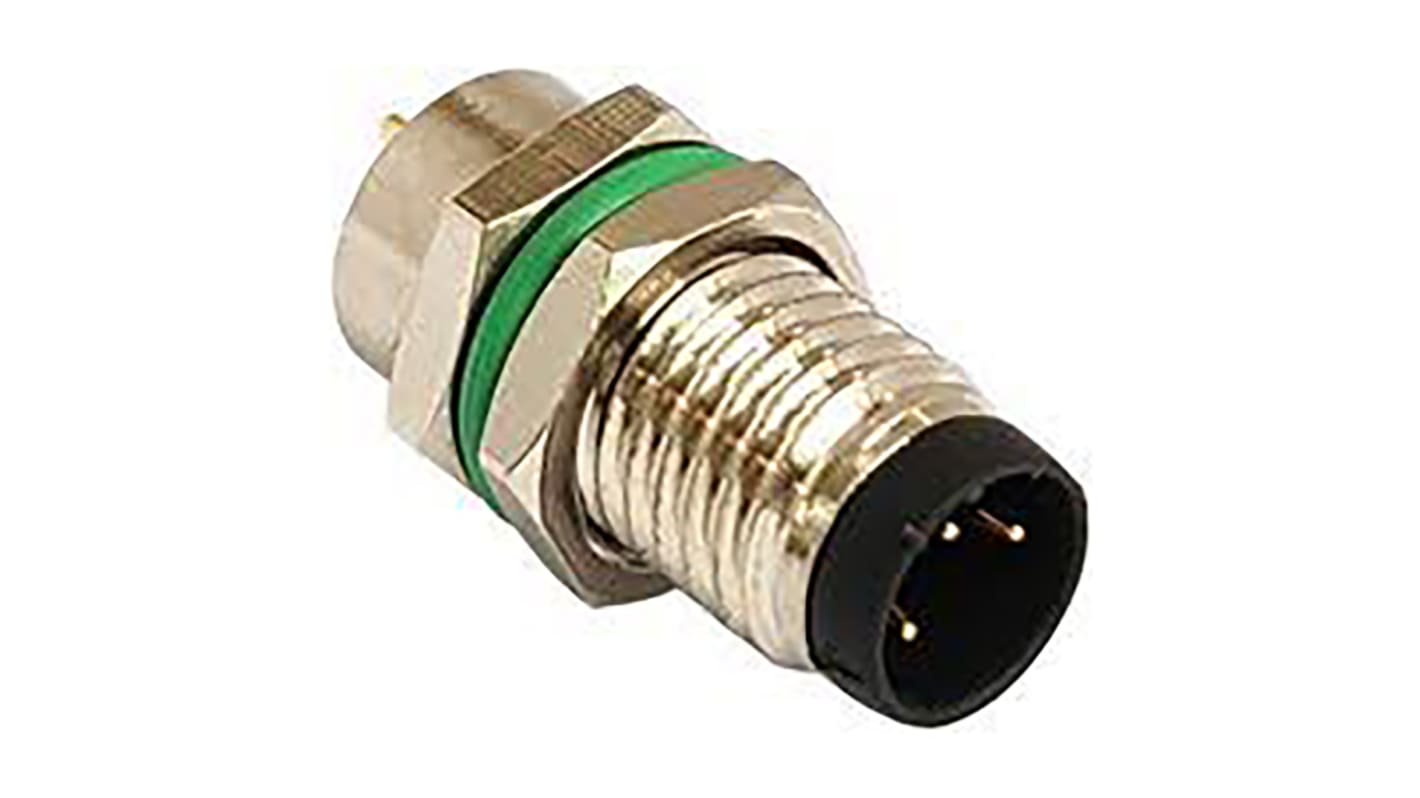 Bulgin Circular Connector, 5 Contacts, Rear Mount, M8 Connector, Plug, Male, IP67, Buccaneer M8 Series