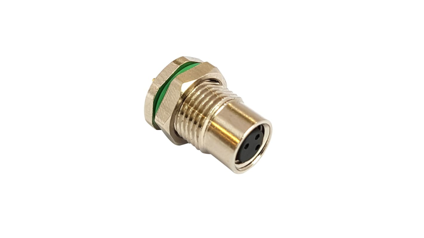 Bulgin Circular Connector, 3 Contacts, Rear Mount, M8 Connector, Socket, Female, IP67, Buccaneer M8 Series