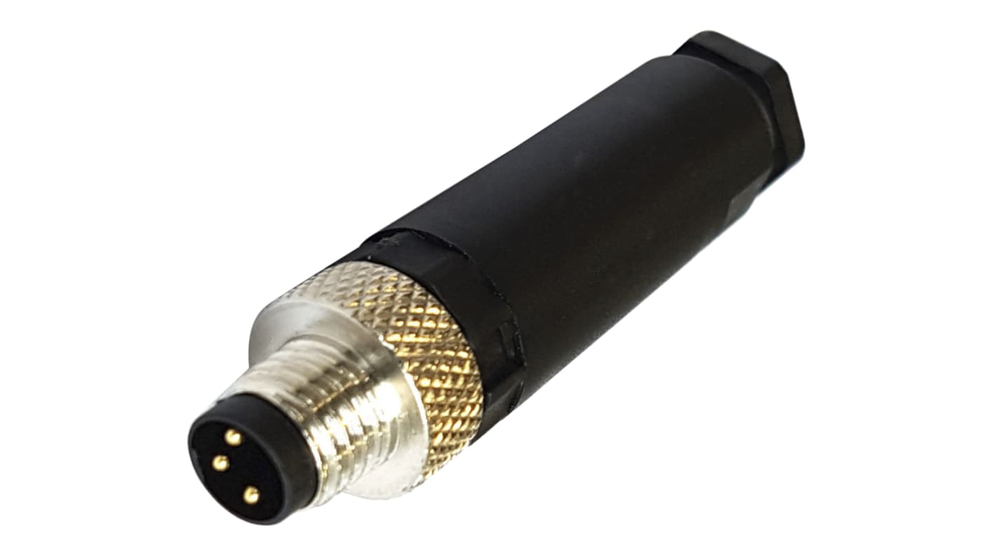 Bulgin Circular Connector, 4 Contacts, In-line, M8 Connector, Plug, Male, IP67, Buccaneer M8 Series