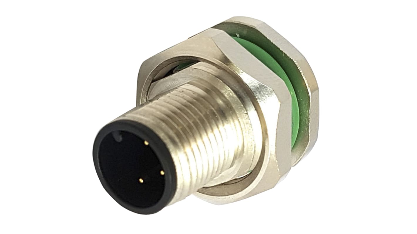 Conector circular Bulgin hembra serie Buccaneer M12 de 8 vías macho, tamaño carcasa 12, Montaje trasero, IP67