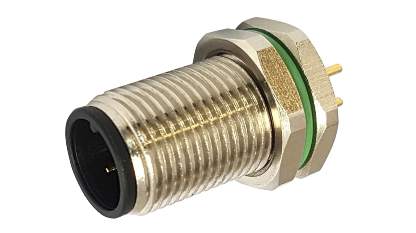 Bulgin Circular Connector, 4 Contacts, Rear Mount, M12 Connector, Socket, Male, IP67, Buccaneer M12 Series