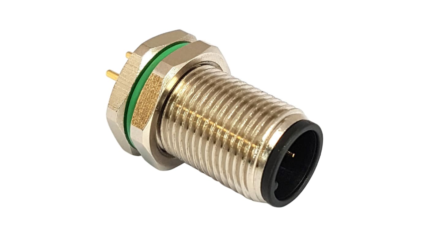 Bulgin Circular Connector, 5 Contacts, Rear Mount, M12 Connector, Socket, Male, IP67, Buccaneer M12 Series