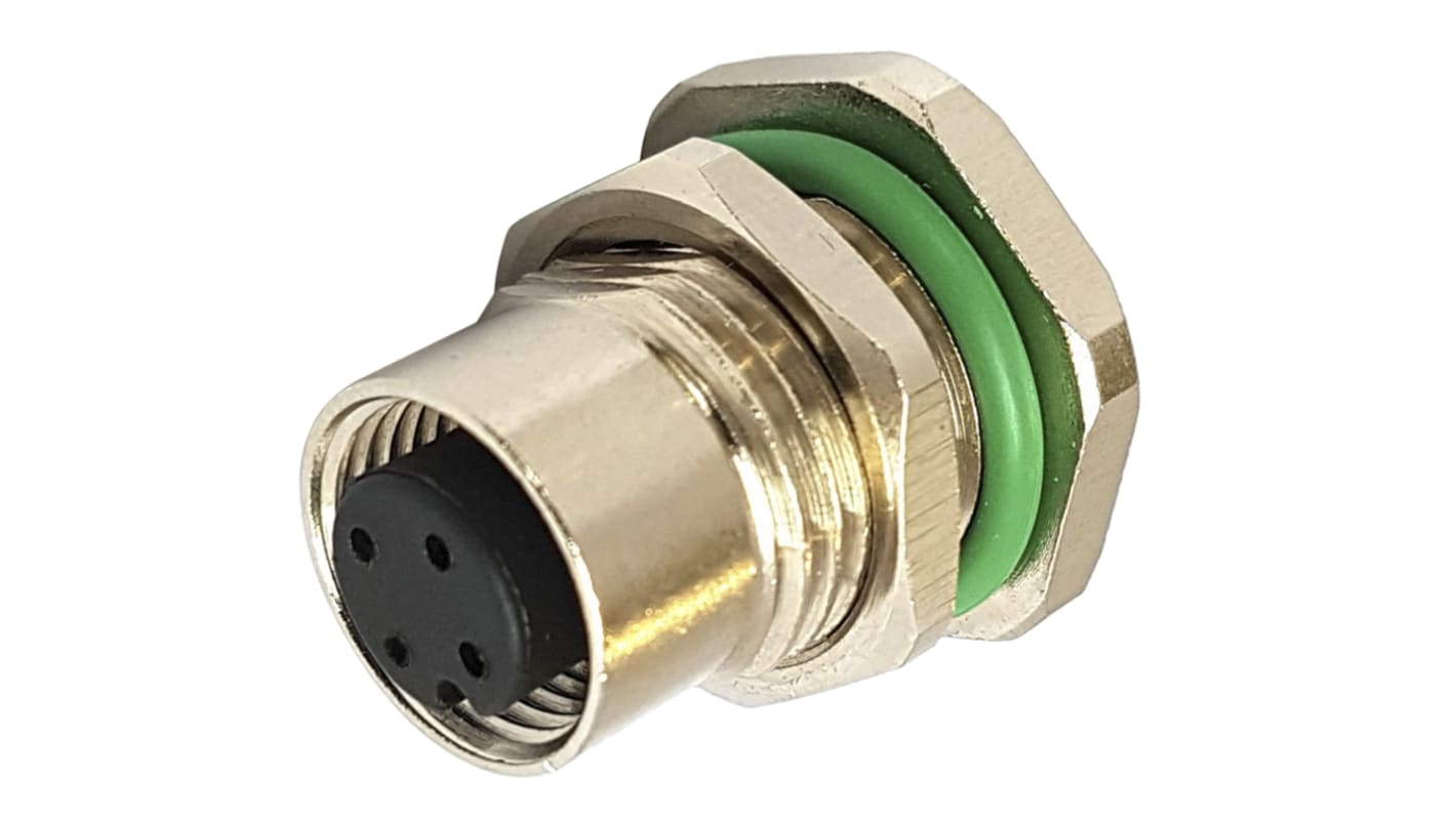 Bulgin Circular Connector, 3 Contacts, Rear Mount, M12 Connector, Socket, Female, IP67, Buccaneer M12 Series