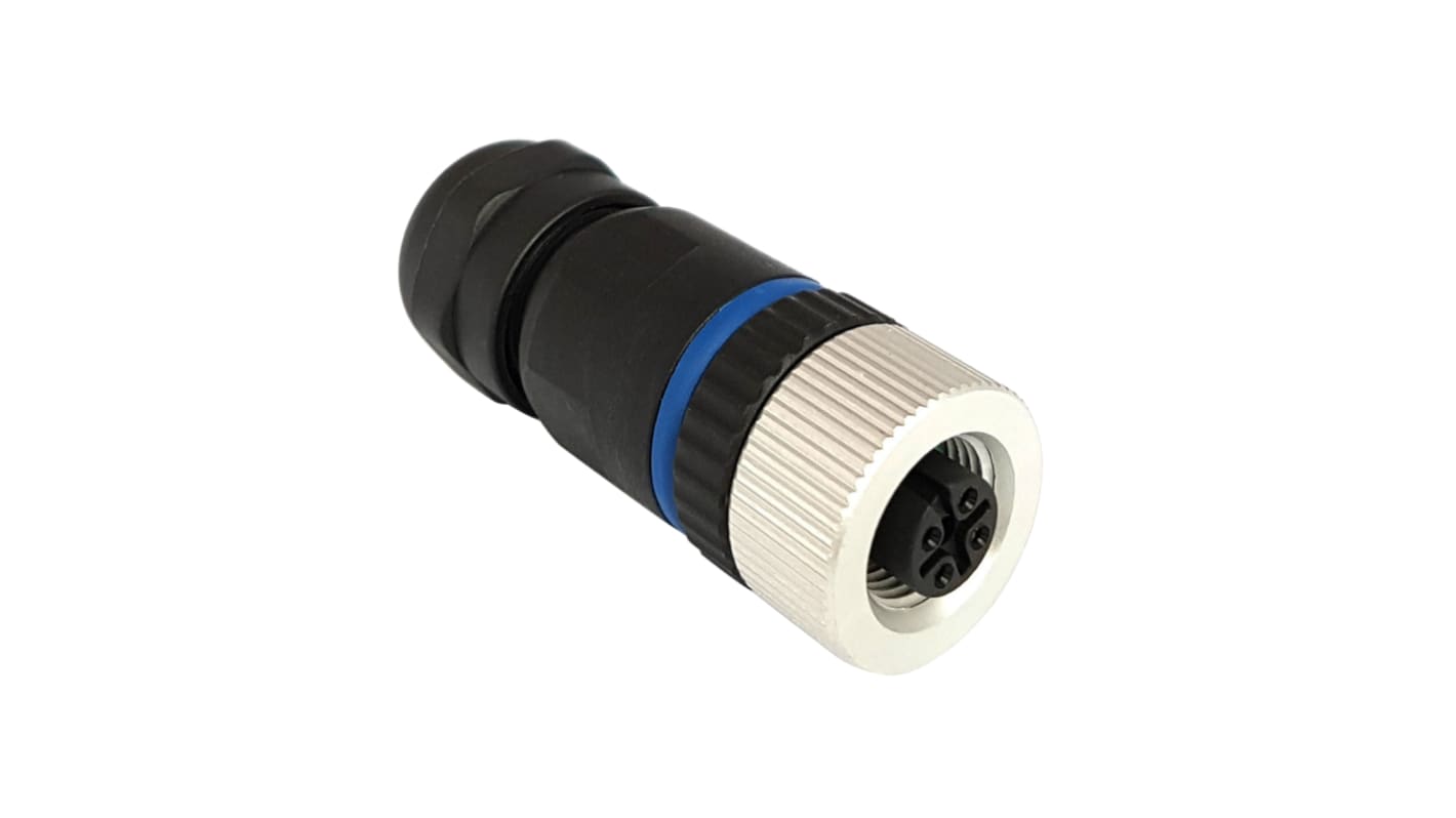 Bulgin Circular Connector, 4 Contacts, Cable Mount, M12 Connector, Socket, Female, IP67, Buccaneer M12 Series