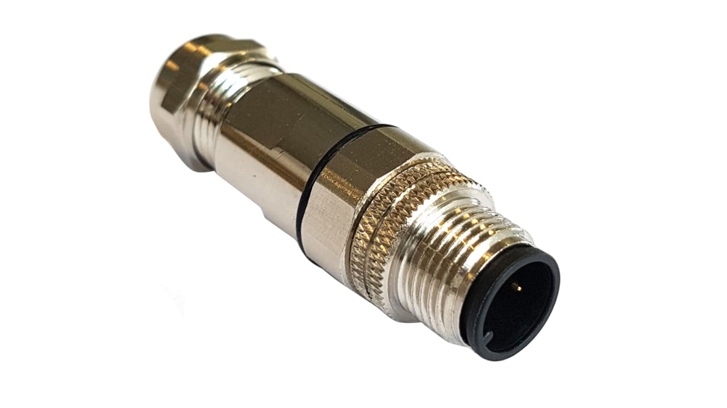 Bulgin Circular Connector, 3 Contacts, Panel Mount, M12 Connector, Plug, Male, IP67, Buccaneer Series