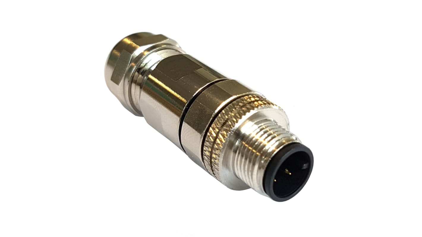 Bulgin Circular Connector, 4 Contacts, Panel Mount, M12 Connector, Plug, Male, IP67, Buccaneer Series