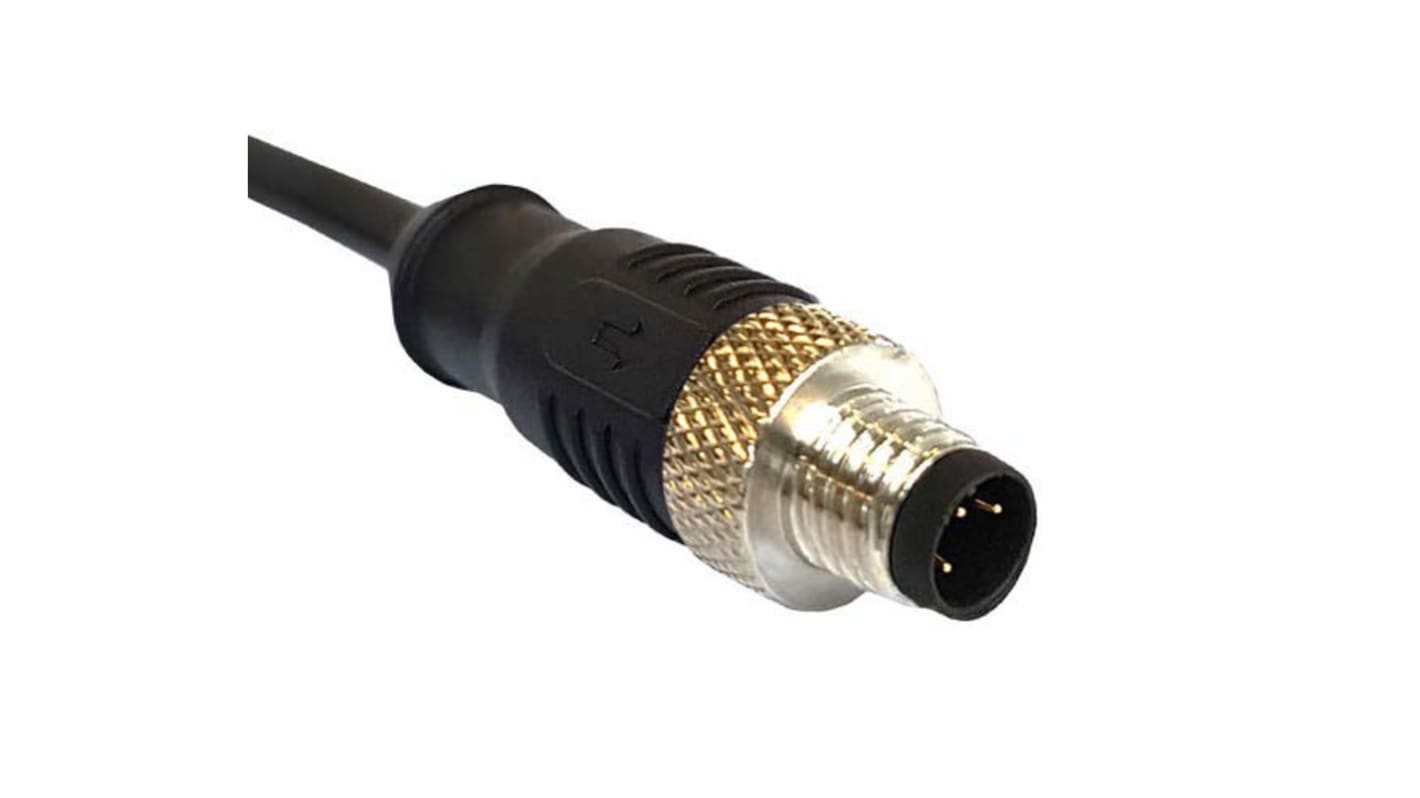 Cable de conexión Bulgin, con. A M12 Macho, 5 polos, con. B Sin terminación, cod.: A, long. 1m, 60 V, 4 A, IP67