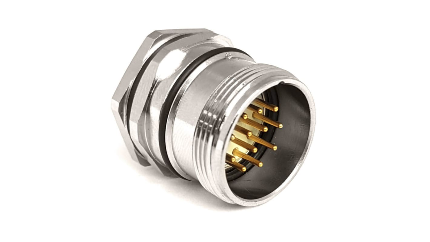 Bulgin Circular Connector, 19 Contacts, Front Mount, M23 Connector, Plug, Male, IP67, Buccaneer M23 Series