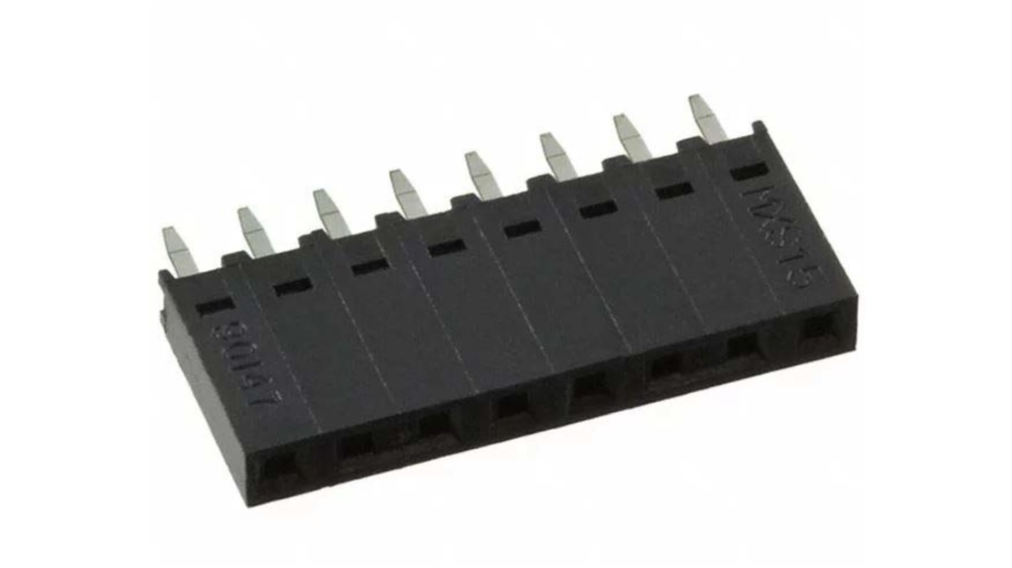 Conector hembra para PCB Molex 90147, de 8 vías en 1 fila, paso 2.54mm, 350 V, 12A, Montaje en orificio pasante,