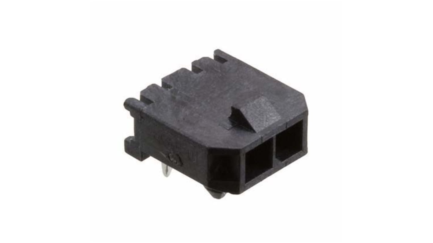 Conector macho para PCB Ángulo de 90° Molex serie Micro-Fit 3.0 de 2 vías, 1 fila, paso 3.0mm, para soldar, Montaje en