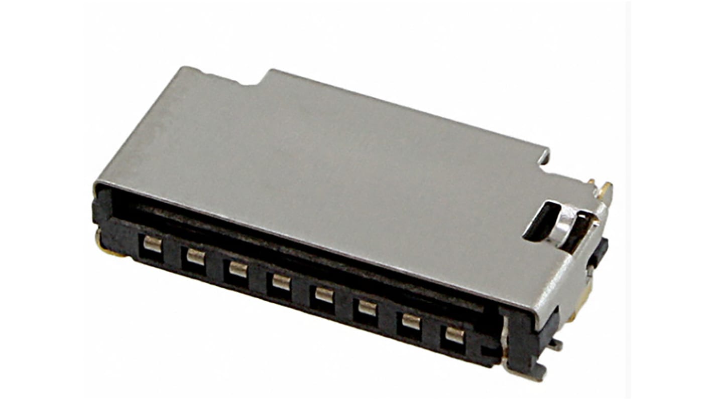 Conector para tarjeta de memoria Molex de 8 contactos, paso 1.1mm, 1 fila, montaje superficial, Push/Pull
