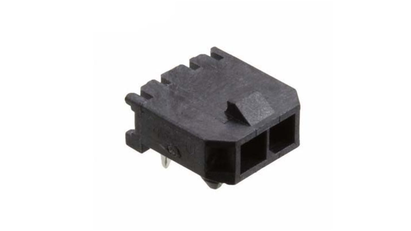 Embase pour CI Molex, Micro-Fit 3.0, 2 pôles , 3.0mm 1 rangée, 5.0A, Angle droit