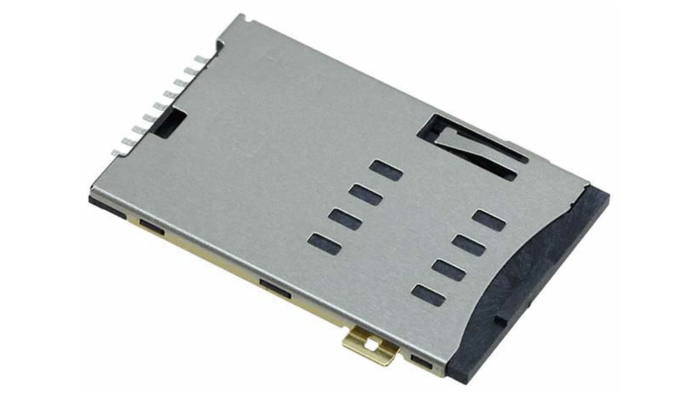 Conector para tarjeta de memoria SIM Mini Molex de 8 contactos, paso 2.54mm, 1 fila, montaje superficial, Push/Pull