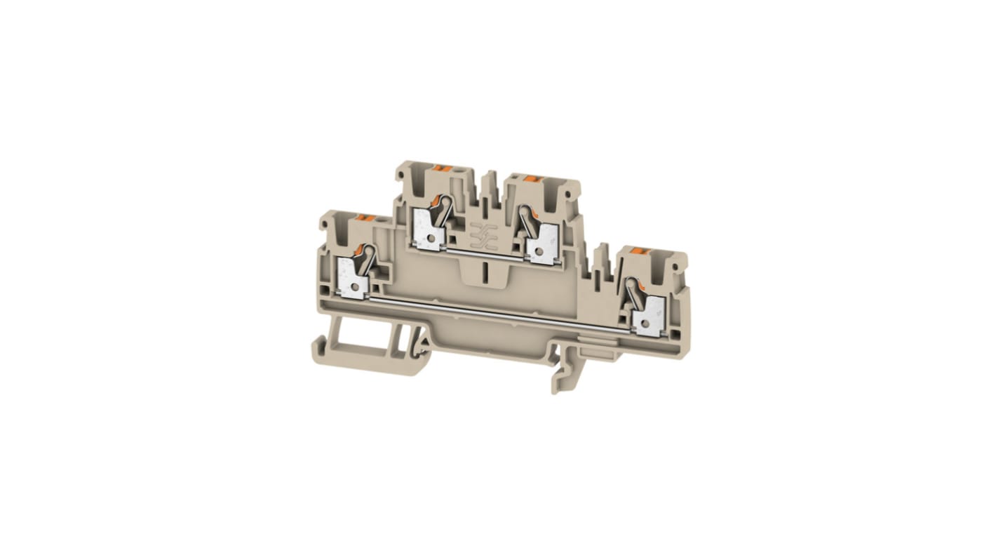 Weidmuller A Series Beige DIN Rail Terminal Block, 2.5mm², Double-Level, Push In Termination