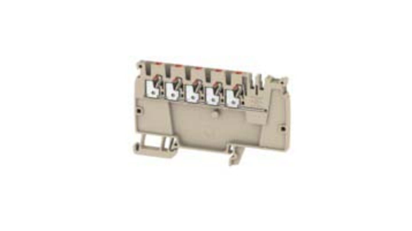 Bloc de jonction rail DIN Weidmüller A, 2.5mm², Enfichable, Beige