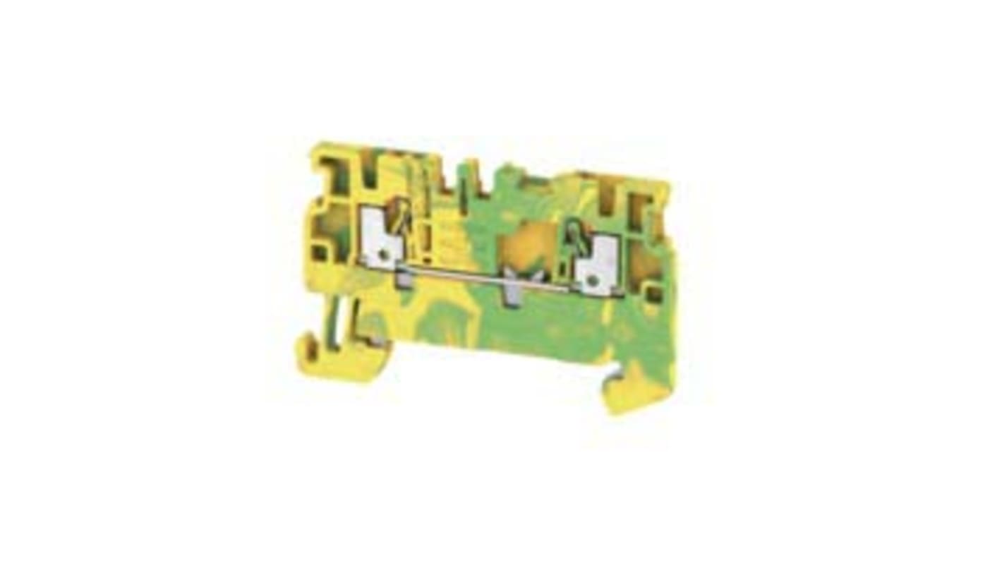 Weidmuller A Series Green/Yellow DIN Rail Terminal Block, 1.5mm², Single-Level, Push In Termination