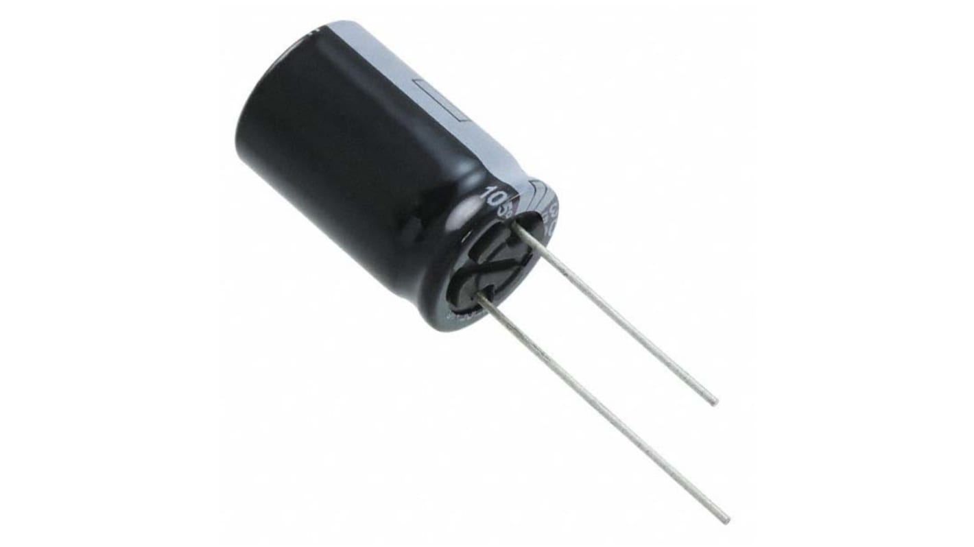 Condensador electrolítico Panasonic serie FS, 1200μF, ±20%, 50V dc, Radial, Orificio pasante, 16 (Dia.) x 25mm, paso