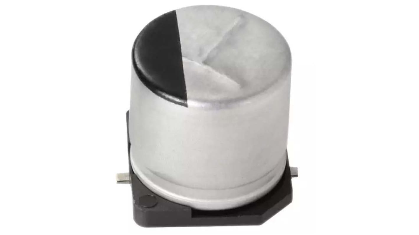 Condensador electrolítico Panasonic serie FT SMD, 820μF, ±20%, 16V dc, mont. SMD, 8 (Dia.) x 10.2mm, paso 3.1mm