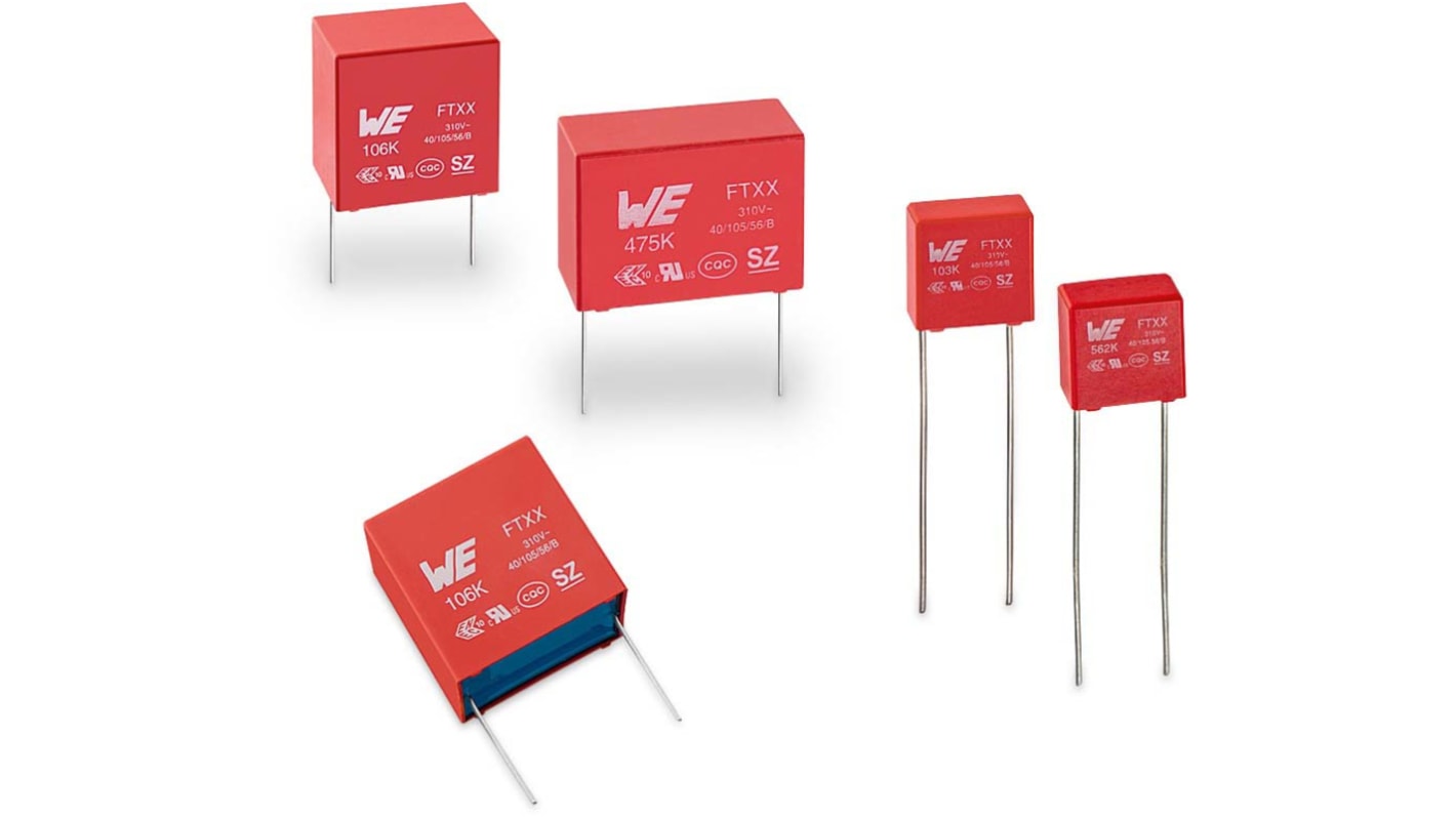 Würth Elektronik WCAP-FTXX X2 Folienkondensator 180nF ±10% / 310V ac, THT Raster 15mm