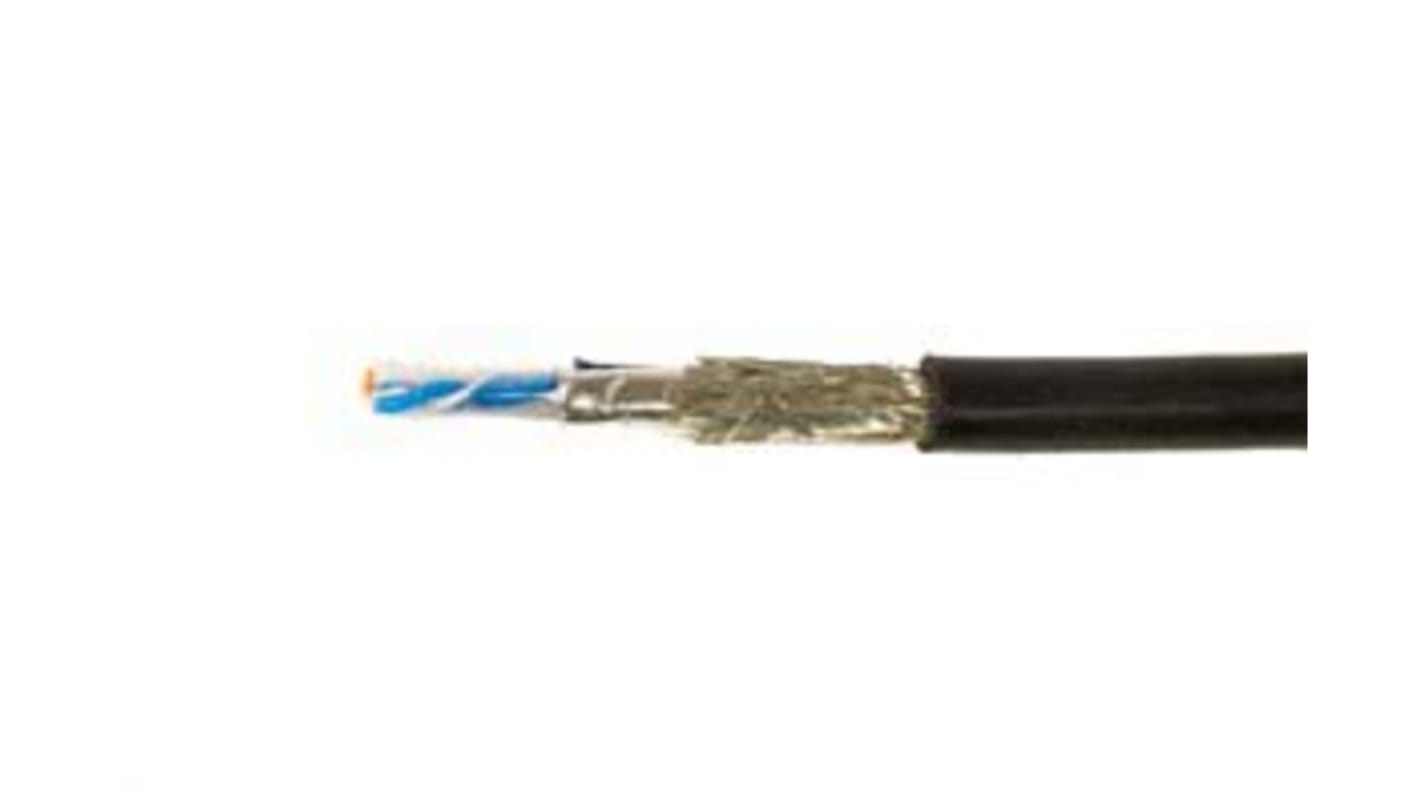 Cable Ethernet Cat5e Alpha Wire de color Negro, long. 152m, funda de Poliuretano (PUR), Libre de halógenos y bajo nivel