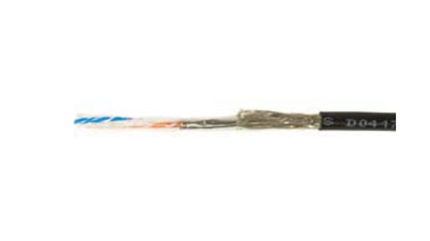 Alpha Wire Cat5e Cable, Aluminium/Mylar Tape, Black PVC Sheath, 152m, Low Smoke Zero Halogen (LSZH)