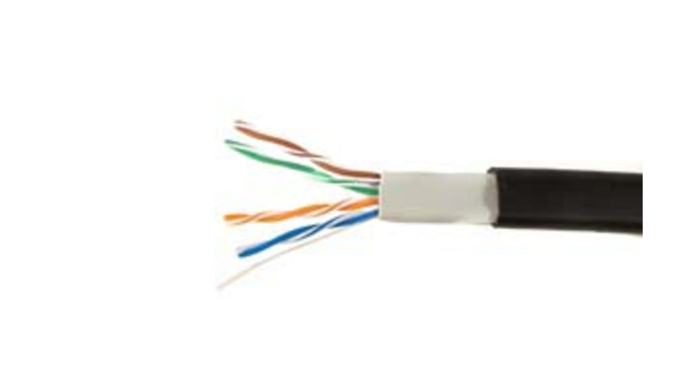 Alpha Wire 74010 Cat.6 Netzwerkkabel, 152m, Schwarz Verlegekabel UTP, Aussen ø 0.13mm, PVC