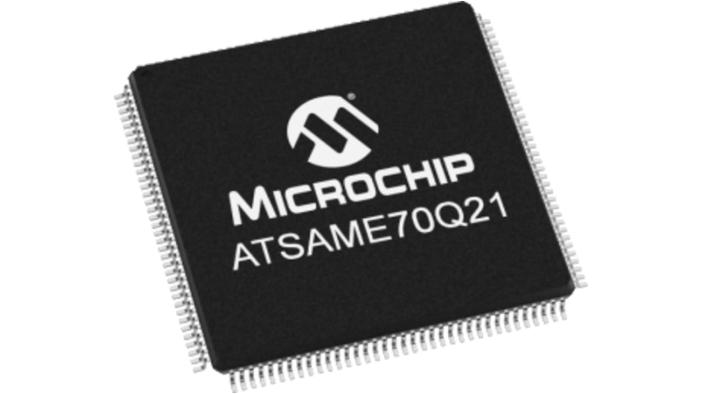 Microchip ATSAME70Q21A-AN, 32bit ARM Cortex M7 Microcontroller, ATSAM, 300MHz, 2 MB Flash, 144-Pin LQFP