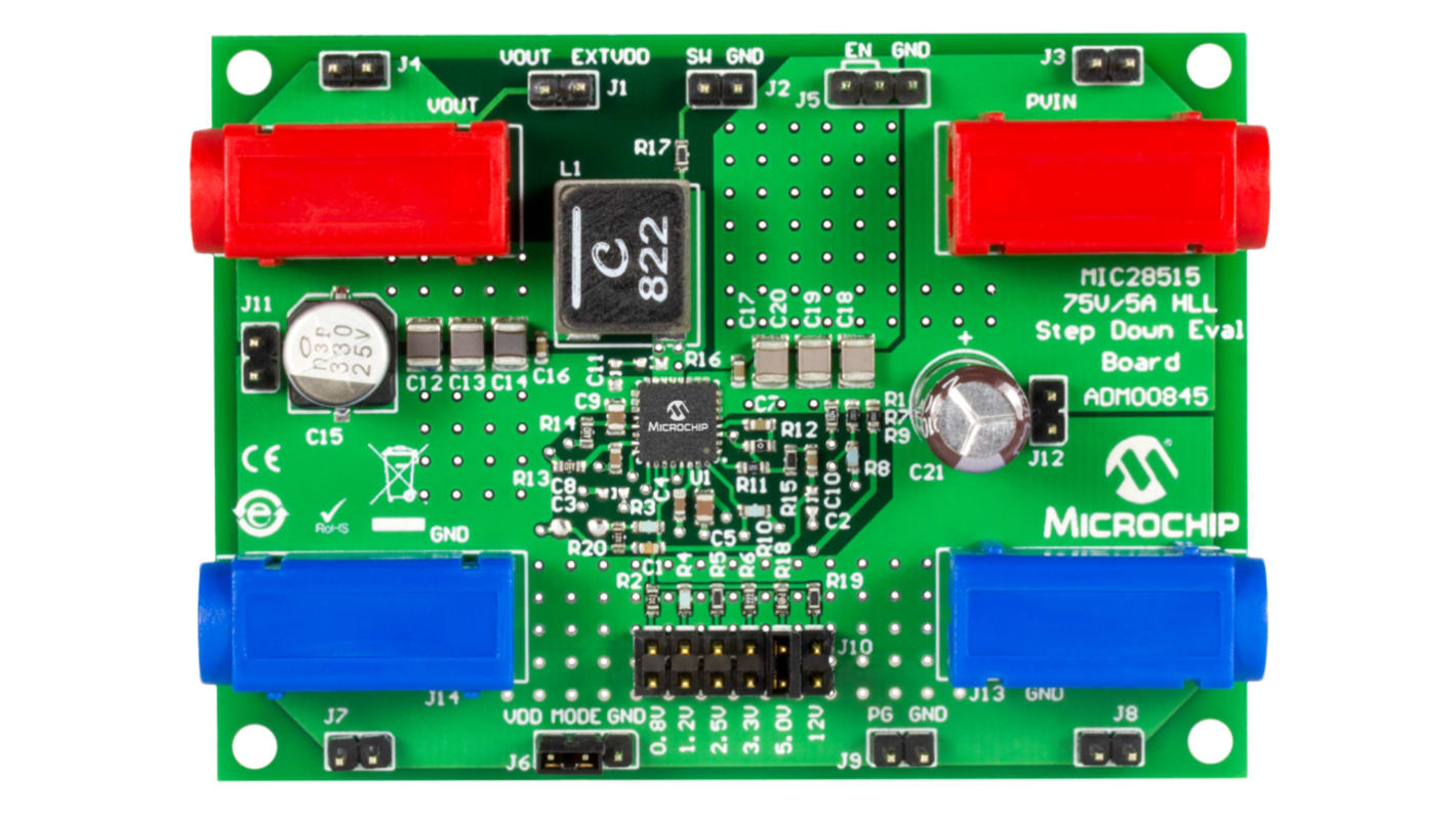 Placa de evaluación Regulador reductor Microchip HLL Step Down Evaluation Board - ADM00845