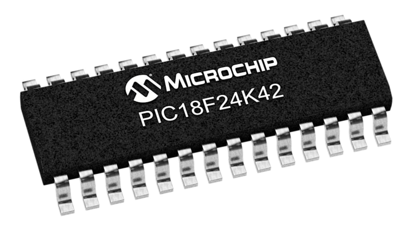 Microchip PIC18F24K42-I/SO, 8bit PIC Microcontroller, PIC18, 64MHz, 16 kB Flash, 28-Pin SOIC