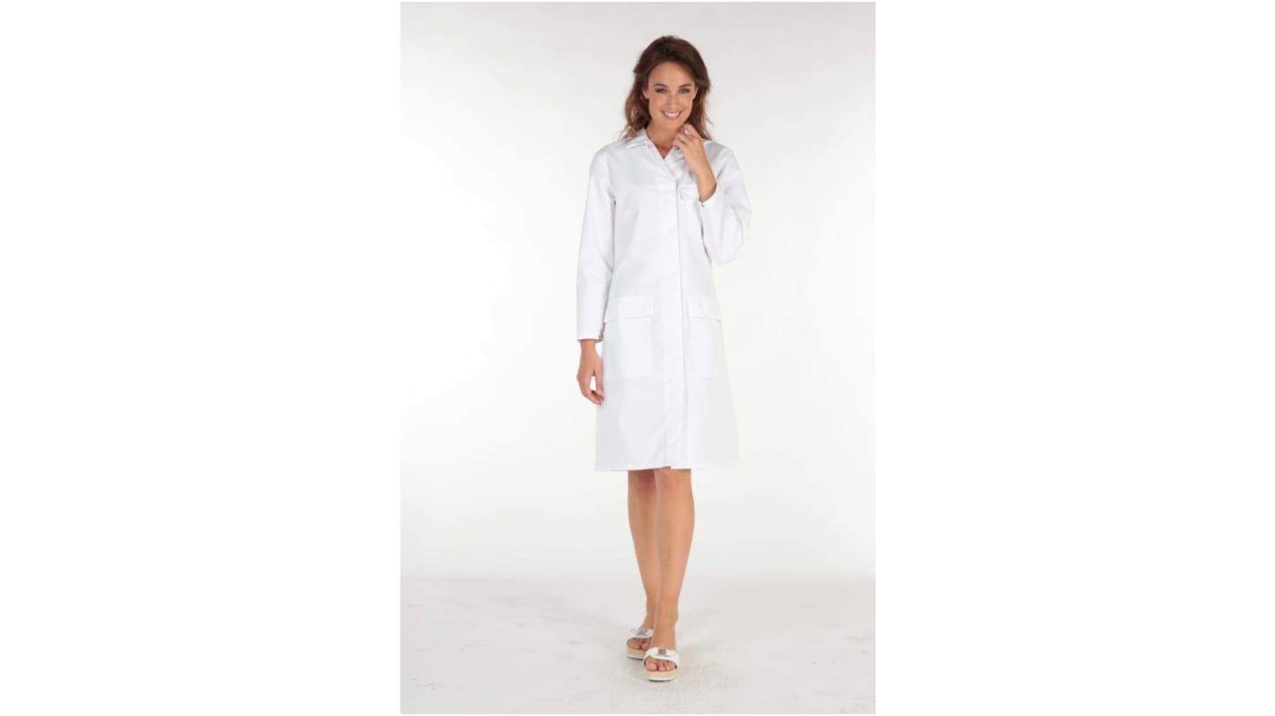 MOLINEL White Women Reusable Lab Coat, L