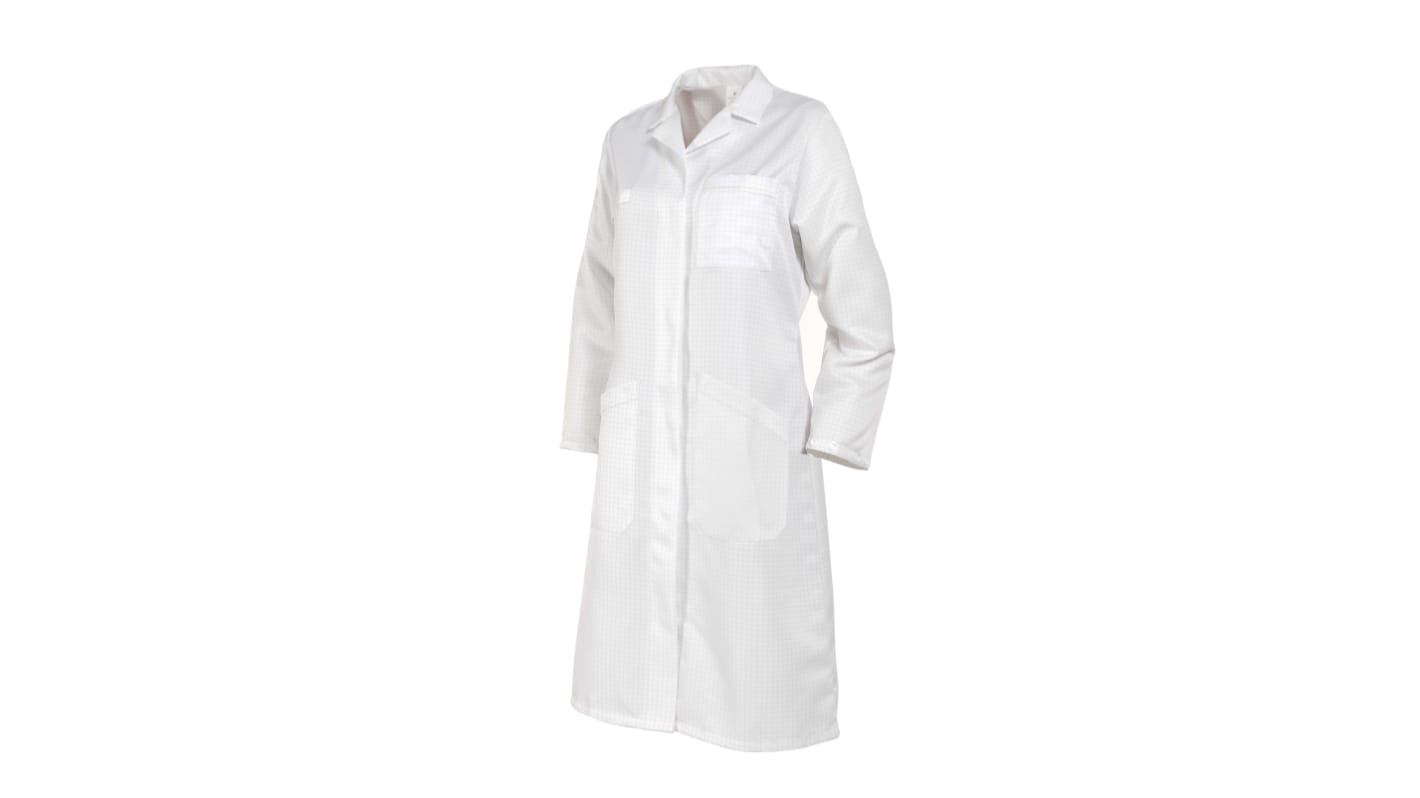 Laboratoriekittel Unisex Hvid L, Antistatisk, Polyester Flergangsbrug EN 11495