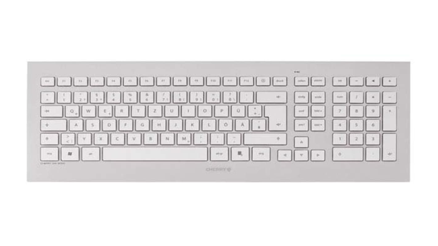 Juego de teclado y ratón Cherry JD-0300EU, Plata, blanco, Inalámbrico, QWERTY, USB